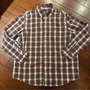 Chaps Easy Care Shirt Mens 2XL Red Green Plaid Long Sleeve Casual Christmas